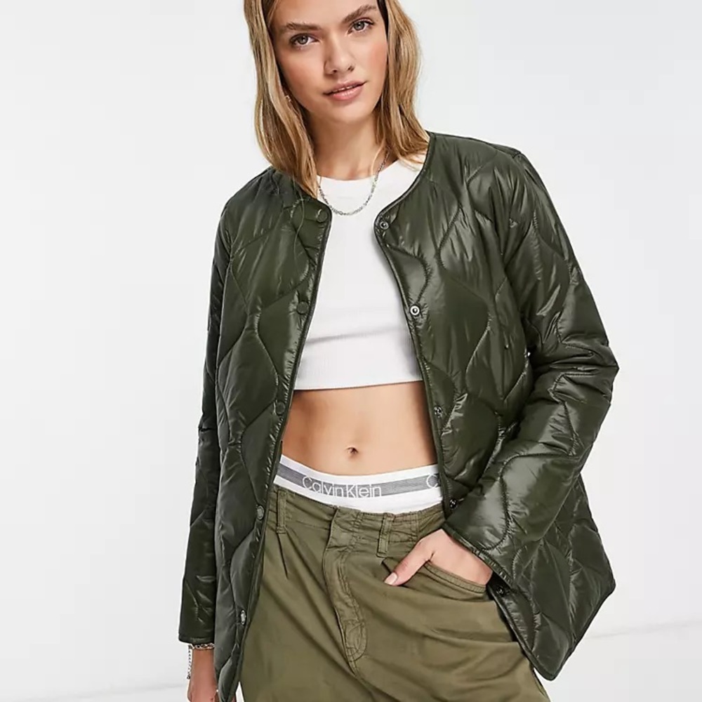 Calvin Klein padded liner jacket in khaki green